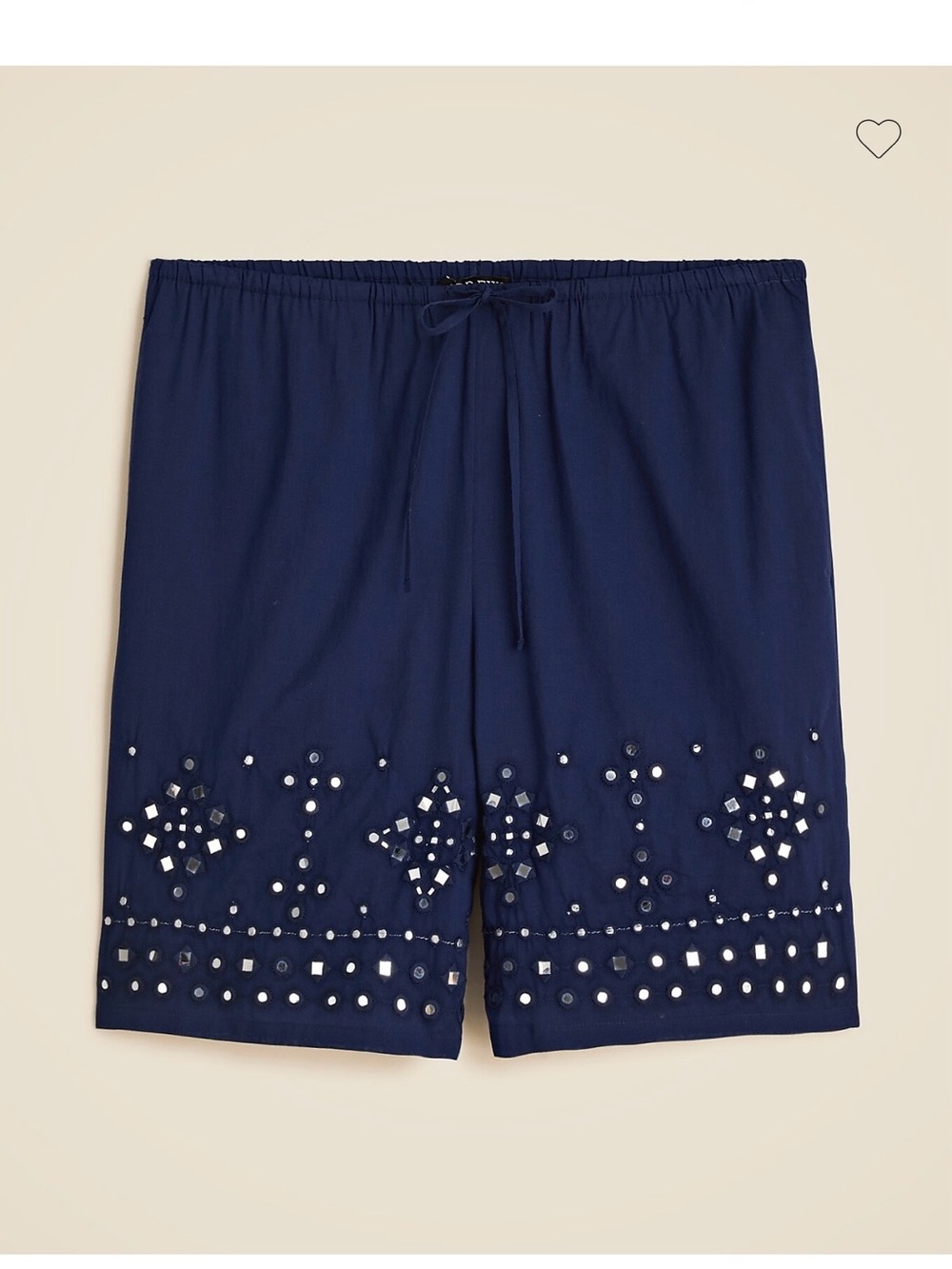 NWT J Crew Women’s Navy Embellished Drawstring Shorts